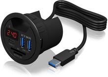 USB jagaja Icy Box, 3x USB 3.0 (1x Type-C), SD/MicroSD kaardilugejaga