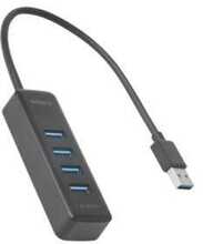 USB jagaja Deltaco UH-734, 4x USB-A, must