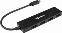 USB jagaja Sbox H-404C TYPE-C USB 3.0, 4 porti, must