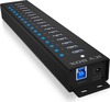 USB jagaja IcyBox IB-HUB1717-U3, 17 porti, must