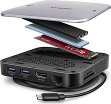 USB jagaja Axagon HMC-UFO 9in1, USB-C, 10Gbps, must