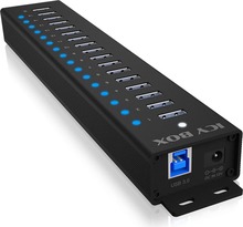 USB jagaja IcyBox IB-HUB1717-U3, 17 porti, must