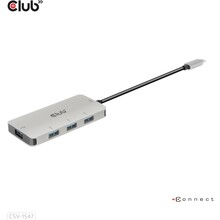 USB jagaja Club 3D CSV-1547 USB-C – 4x USB Type-A, must/hõbe
