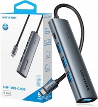 USB jagaja Vention Hub 5in1 USB-C 3.0, 0,15 m, hall