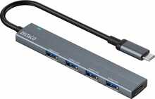 USB-C jagaja Deltaco USBC-HUB206, 4x USB-A, hall alumiinium