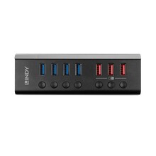 USB jagaja Lindy 43371, 4 USB 3.0 porti, 3 kiirlaadimisporti