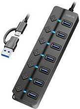USB jagaja Logilink USB 3.2 Gen1, 7 porti, must