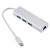 USB-C jagaja Roger AD15642, 3 x USB 3.0 + RJ45, hõbe