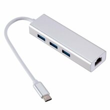 USB-C jagaja Roger AD15642, 3 x USB 3.0 + RJ45, hõbe