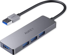 USB jagaja Aukey CB-H3 (CB-H36), alumiinium, 4x USB 3.0, hõbe