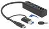 USB jagaja Delock 3 Port SuperSpeed USB 3.2 Gen 1 Type-C, must
