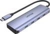 USB jagaja Unitek H1107K, 4x USB-C, 15 cm, hall