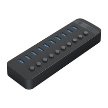USB jagaja Orico CT2U3-10AB, 10x USB-A 3.0 lülititega, must
