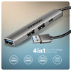 USB jagaja Axagon HUE-STA ALU STRIP, 4 pordiga