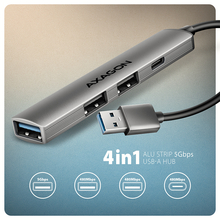 USB jagaja Axagon HUE-STA ALU STRIP, 4 pordiga