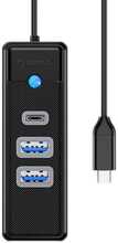 USB-C jaotur Orico Hub USB-C kuni 2x USB 3.0 + USB-C, 5 Gbps, 0,15 m, must