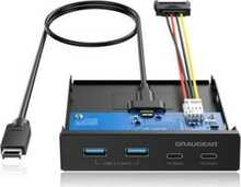 USB jagaja Graugear G-MP02 Multi Front Panel, USB 3.2 Gen2 Type-C