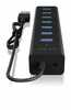 USB jagaja ICY BOX IB-HUB1700-U3, 7 porti, must