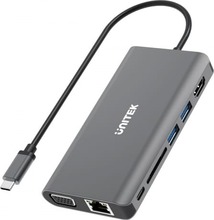 USB-C jagaja Unitek D1019B 8-in-1, 100W, hall