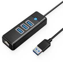 Adapter Orico PW3UR-U3, 3x USB ja 1x RJ45