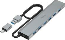 USB jagaja Hama 00200137, 7 porti, USB 3.2 Gen 1, antratsiit