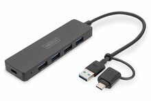 USB jagaja Digitus DA-70235, 4 porti, must