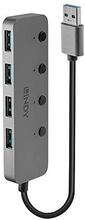 USB jagaja Lindy 4 pordiga USB 3.0 sisse/välja lülititega