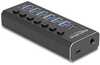 USB jagaja Delock 64326, 7 porti, USB 3.2 Gen 2, must