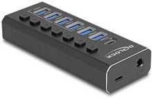 USB jagaja Delock 64326, 7 porti, USB 3.2 Gen 2, must