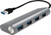 USB jaotur Logilink UA0307, 4 porti, hõbe, alumiiniumkorpus, kaardilugejaga