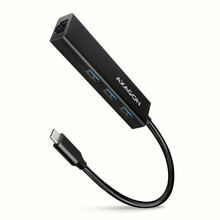USB jagaja Axagon HMC-GL3A, 3x USB-A + RJ-45, must