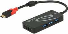USB-C jaotur Delock 1x SD 1x Micro SD + 3x USB-A 3.1 Gen1 (62900)
