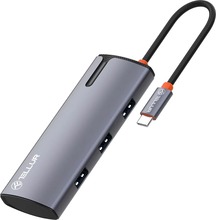USB-C jagaja Tellur TLL321061, PD 3.0 100W, HDMI, 3xUSB 3.0, hall