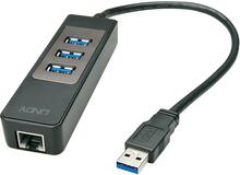 USB jagaja LINDY 43176 koos LAN adapteriga