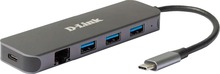 USB-C jaotur D-Link DUB-2334, 5-in-1 USB-C Hub koos Gigabit Etherneti ja Power Deliveryga, hall