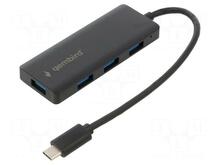 USB jagaja Gembird UHB-CM-U3P4-02, 4 porti USB 3.1 Gen 1, must