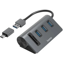 USB jagaja Hama 00200140, 5 porti, USB 3.2 Gen 1, must/hall