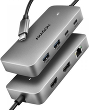 USB jagaja Axagon HMC-CUB83X2 7-in-1 USB-C 10Gbps, must