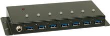USB jagaja Lindy 43128, 7 porti, USB 3.0, must, metall