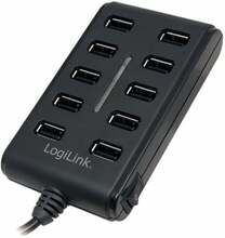 USB jagaja Logilink UA0125, 10 porti, lülitiga ON/OFF