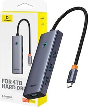 USB jagaja Baseus UltraJoy 5in1, 4xUSB 3.0 + PD, hall