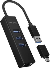 USB jagaja Icy Box IB-HUB1419-LAN, must