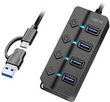USB jagaja Logilink USB 3.2 Gen1, 4 porti, must