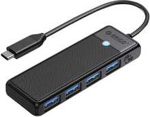 USB jagaja Orico 4in1 USB A3.0x4, must