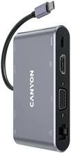 USB jagaja Canyon DS-14 8in1 4k USB-C, tumehall
