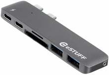 USB jagaja Estuff ES84122-GREY USB-C, kosmosahall