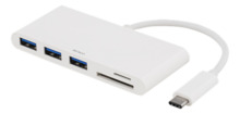 USB jagaja Deltaco USBC-HUB, valge