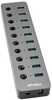 USB jagaja Hismart 10 x USB 3.0 lülititega, must