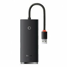 USB jagaja Baseus Lite seeria WKQX030001, 4-in-1, must, 25 cm
