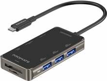 USB-C jaotur Promate PrimeHub-Mini 8in1, HDMI 4K, LAN, PD 100W, SD, 3x USB 3.0
